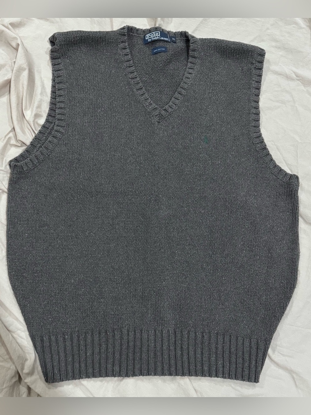Vintage Polo Ralph Lauren Sweater Vest pony Cotton Preppy Mens XL Hong Kong